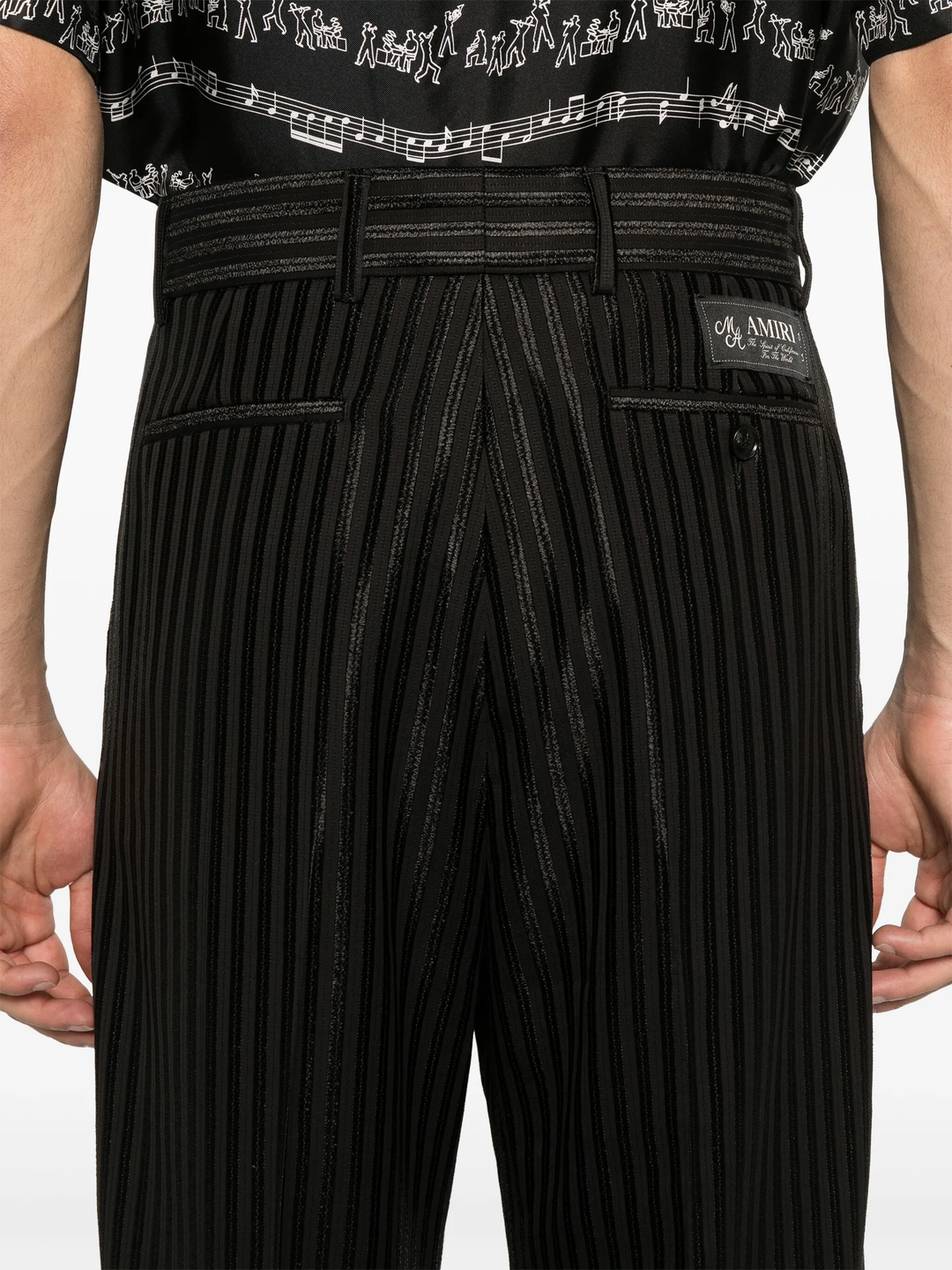 Striped Creased Flare Pants