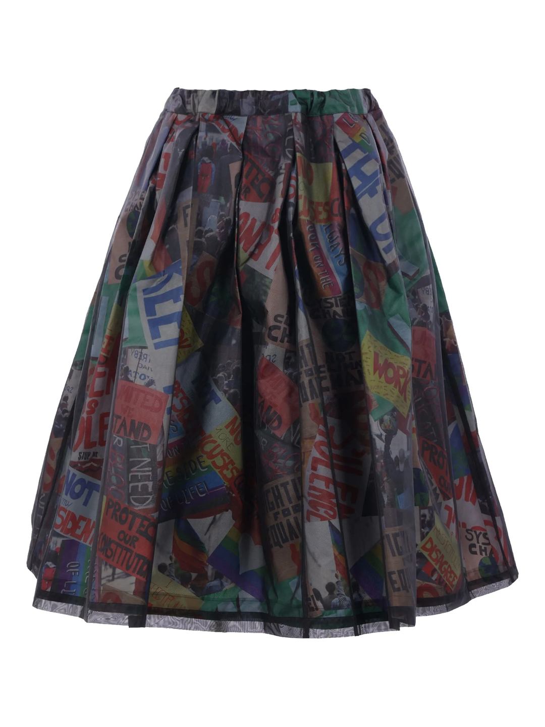 Nylon Sheer Paper Print Skirt