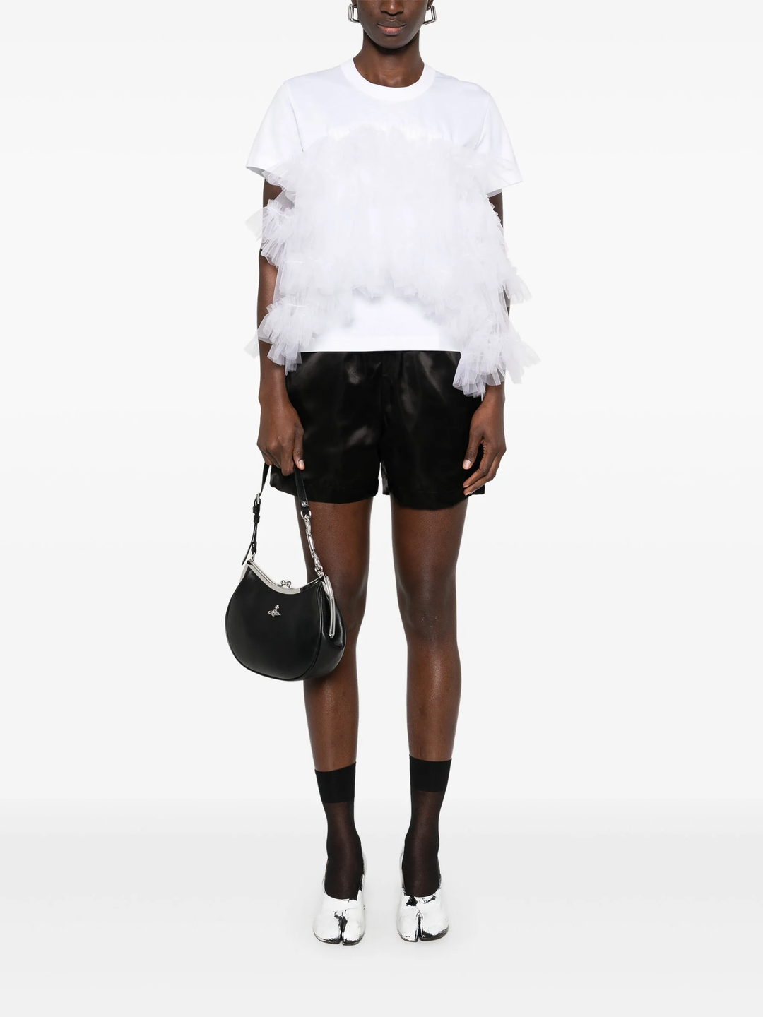 Cotton Ponte Nylon Tulle Tee