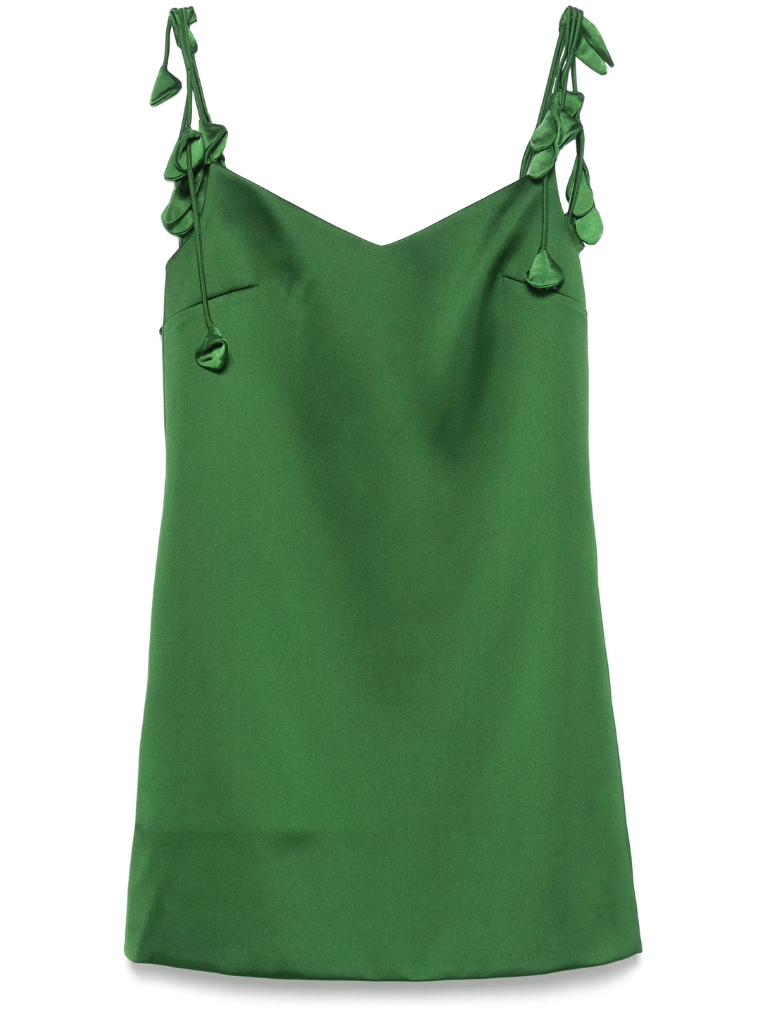 Green Satin Flower Mini Dress