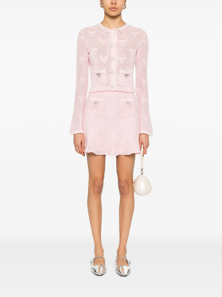 Pink Bow Crochet Cardigan