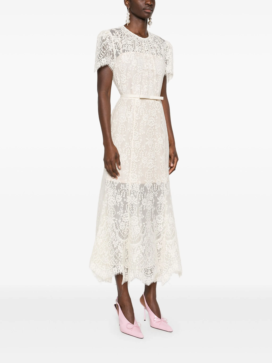 White Lace Midi Dress