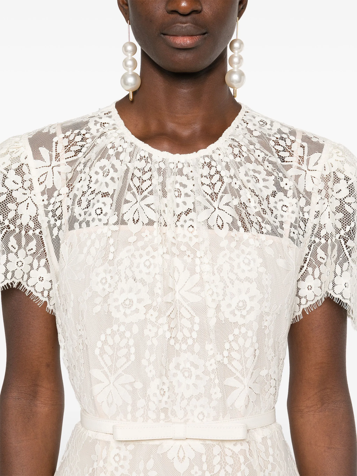 White Lace Midi Dress