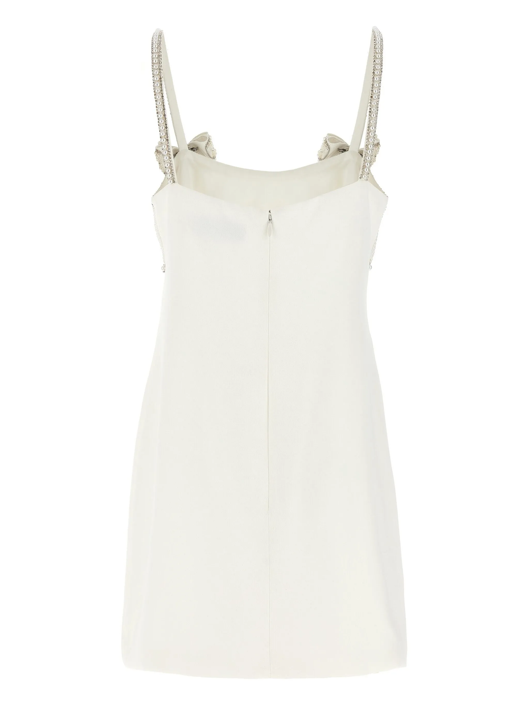 White Crepe Pearl Bow Mini Dress
