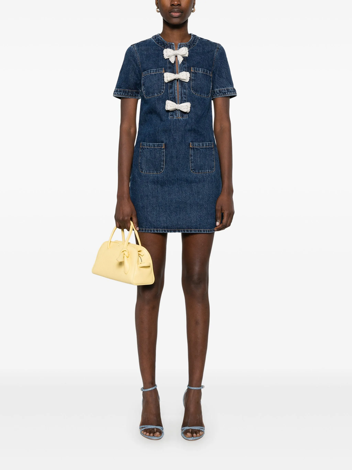 Denim Bow Mini Dress