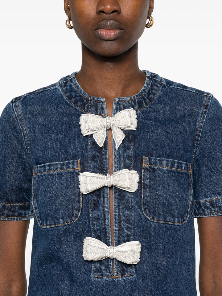 Denim Bow Mini Dress