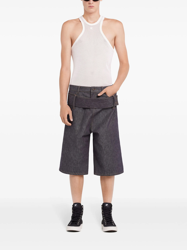 Double Belt Denim Short