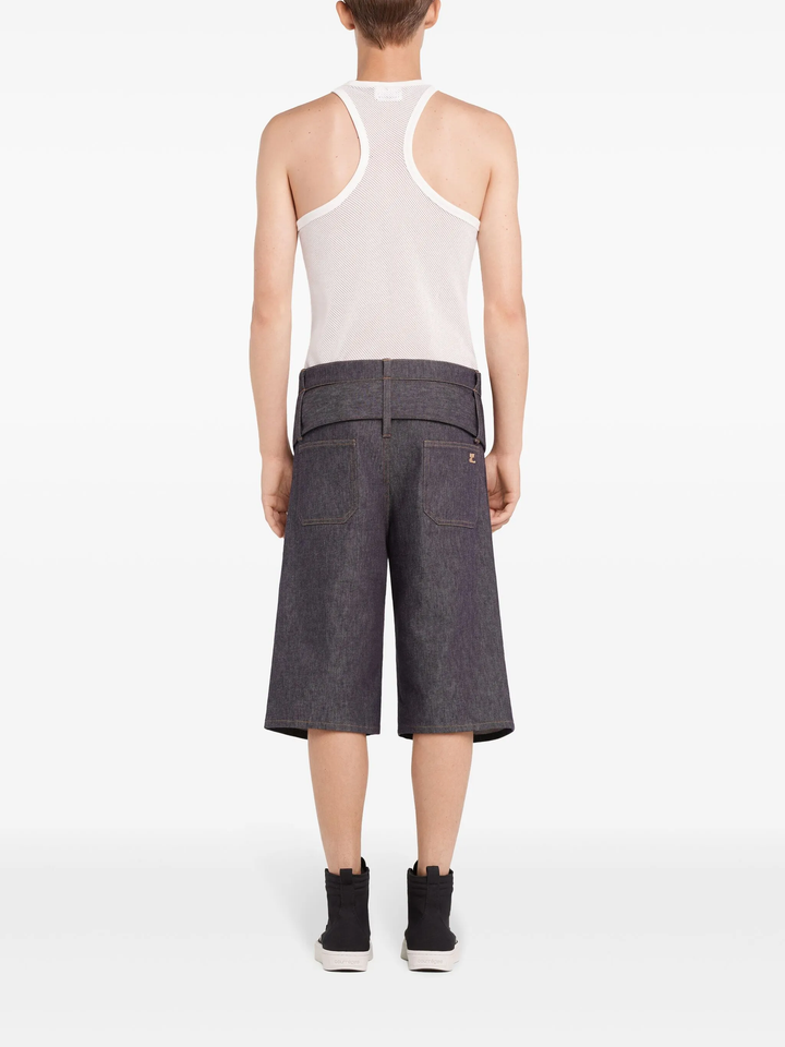 Double Belt Denim Short