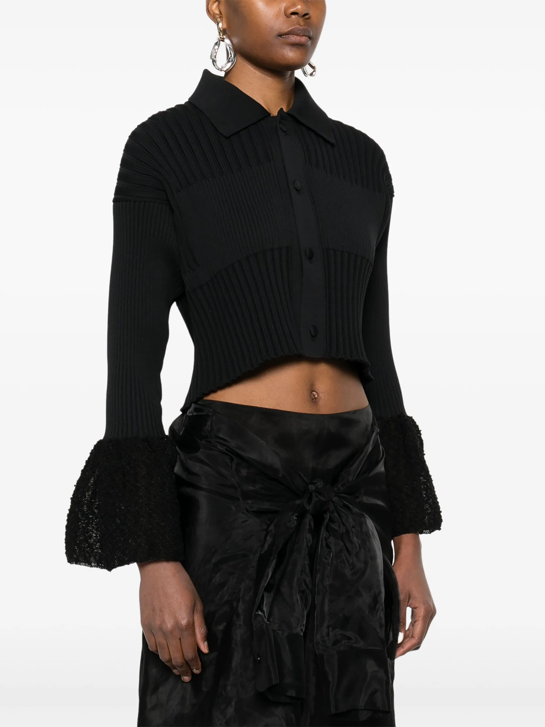 Fluted Ornament Cropped Shirt