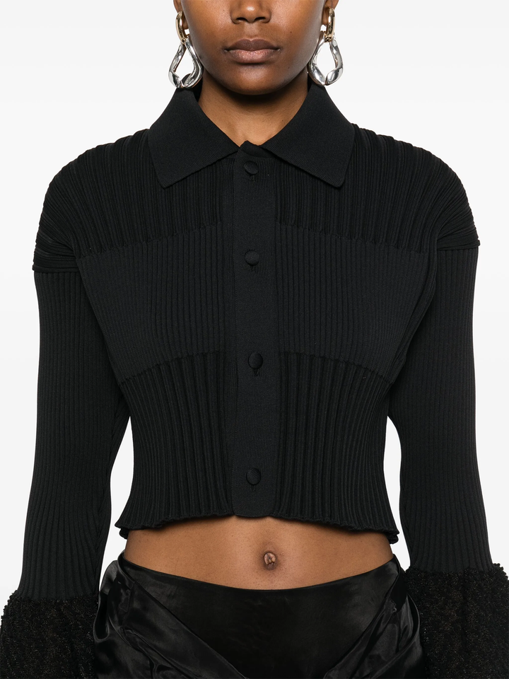 Fluted Ornament Cropped Shirt