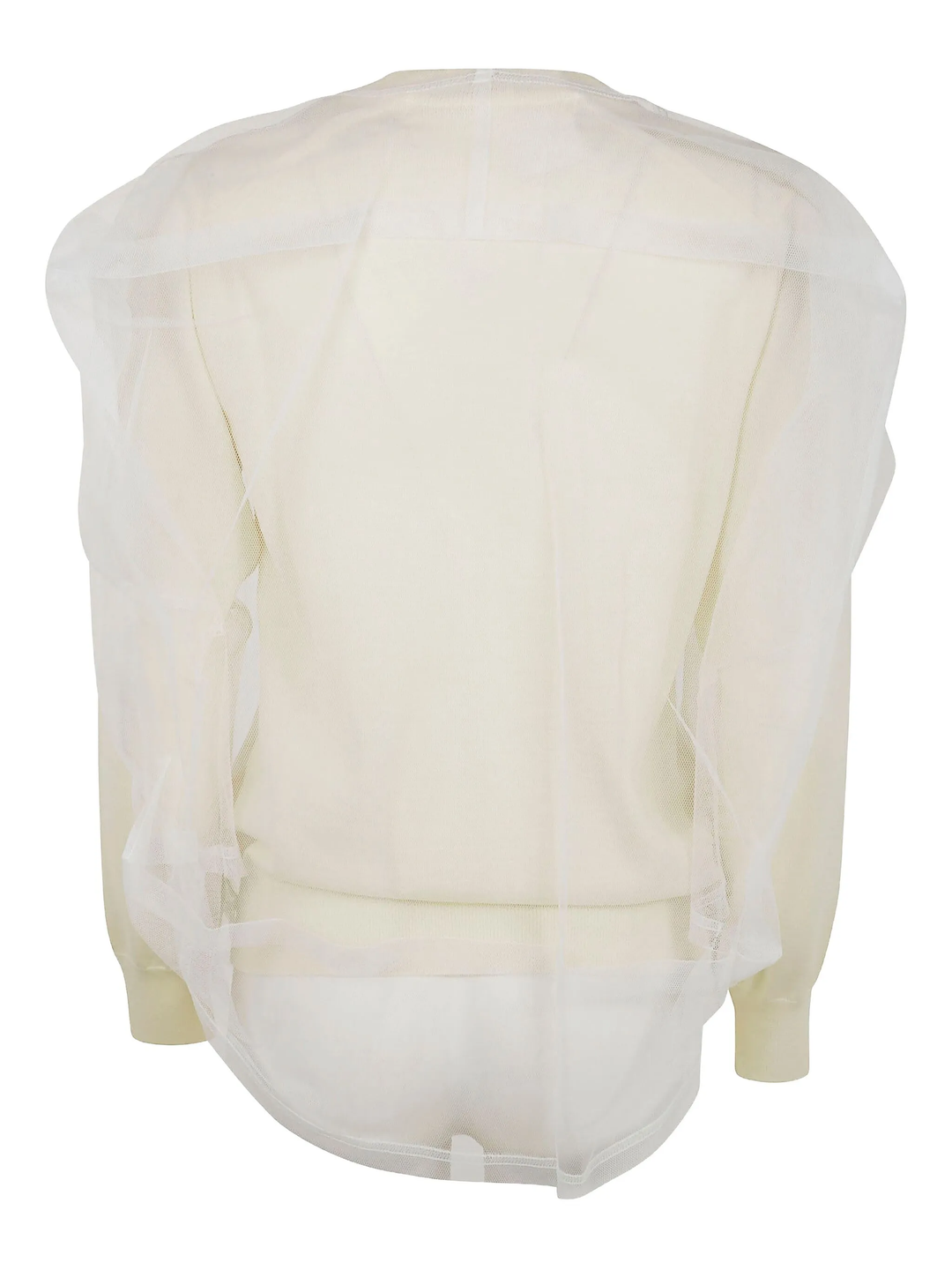 Worsted Wool Jersey X Nylon Tulle Sweater