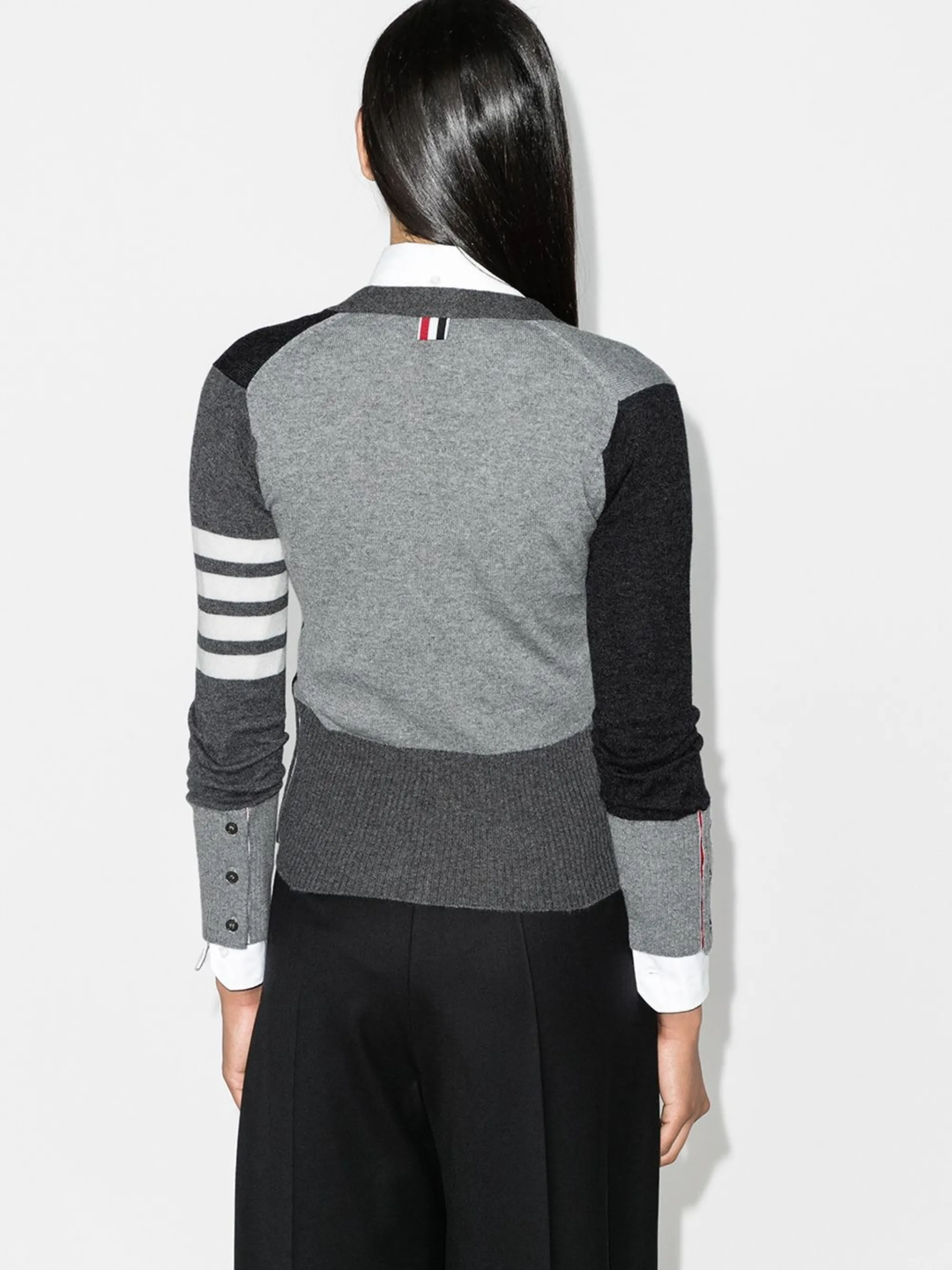 Funmix Cashmere 4-Bar V-Neck Cardigan Women
