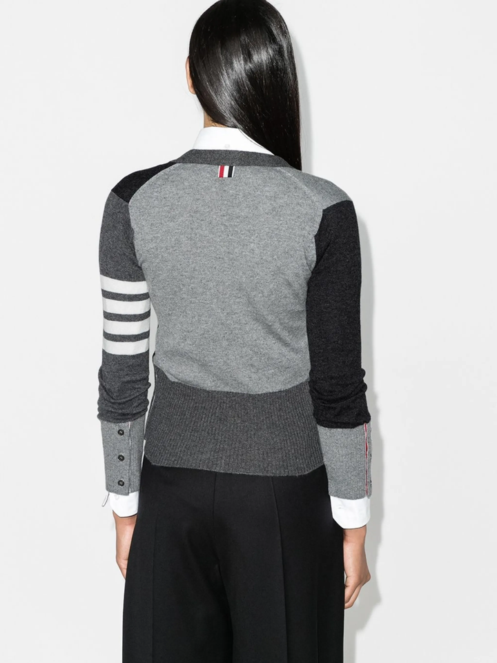 Funmix Cashmere 4-Bar V-Neck Cardigan Women