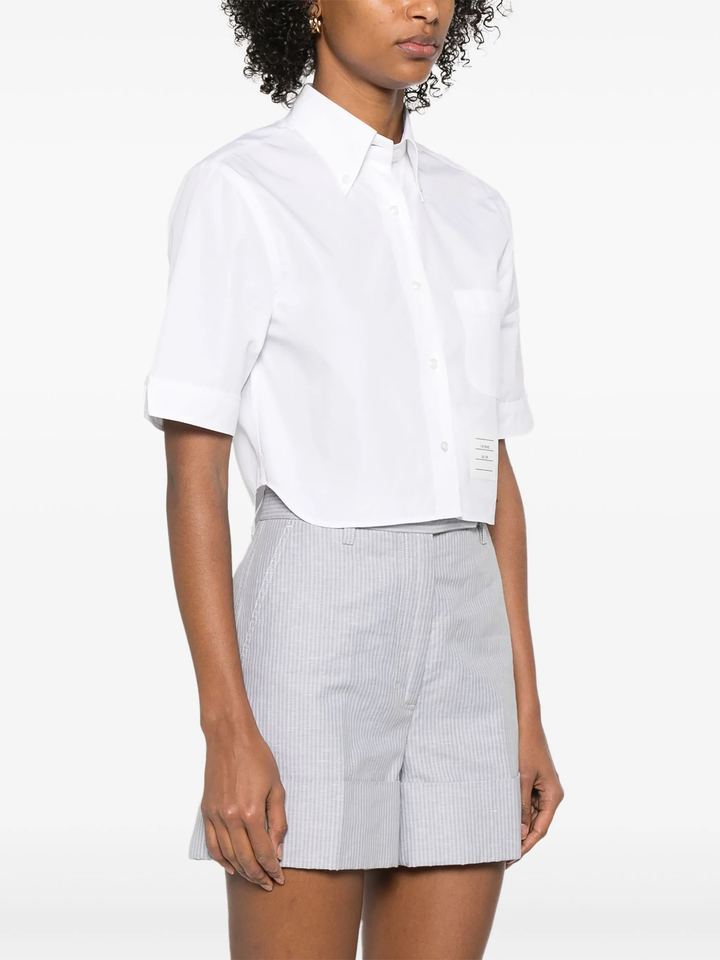 Poplin Cropped Short Sleeve Shirt