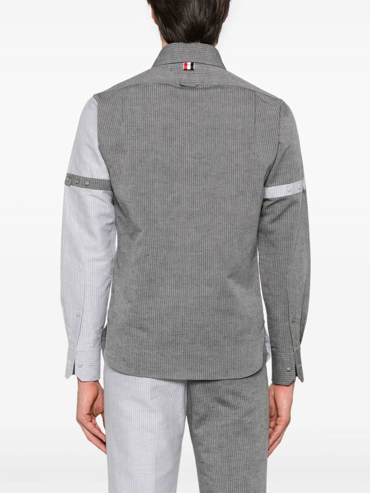 قميص أكمام معصم مزيج المرح بخطوط جامعية بتدرجات لونية للرجال