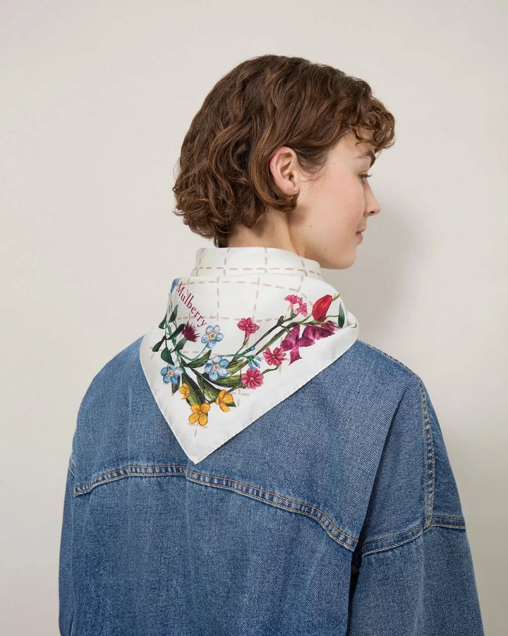 Wild Floral Square Eggshell Silk Twill