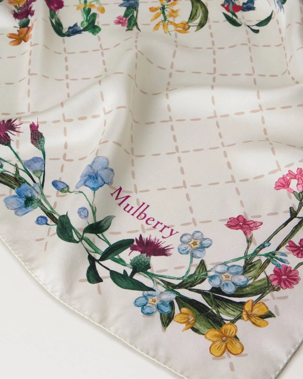 Wild Floral Square Eggshell Silk Twill