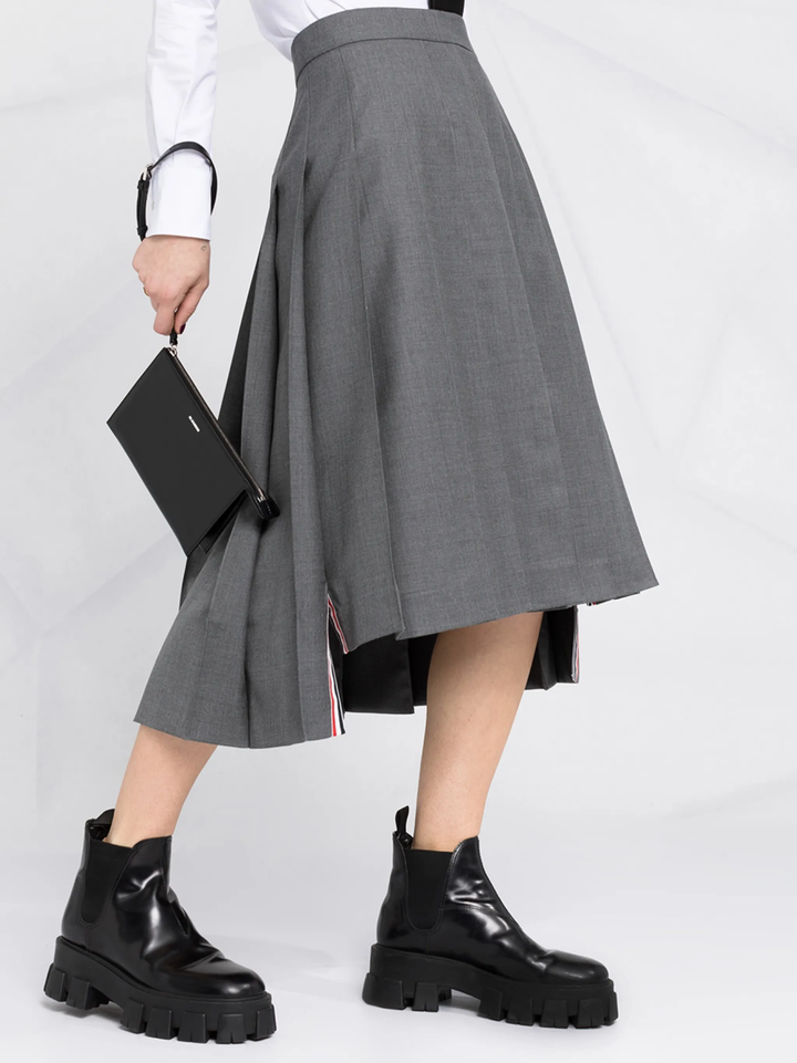 Twill Midi Pleated Skirt