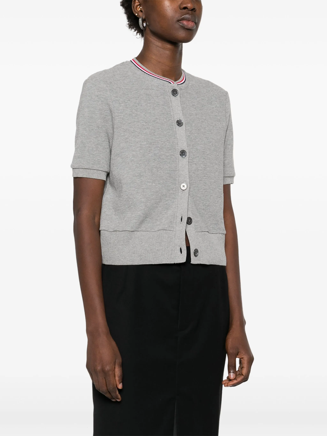 Cotton Waffle Short Sleeve Cardigan Women