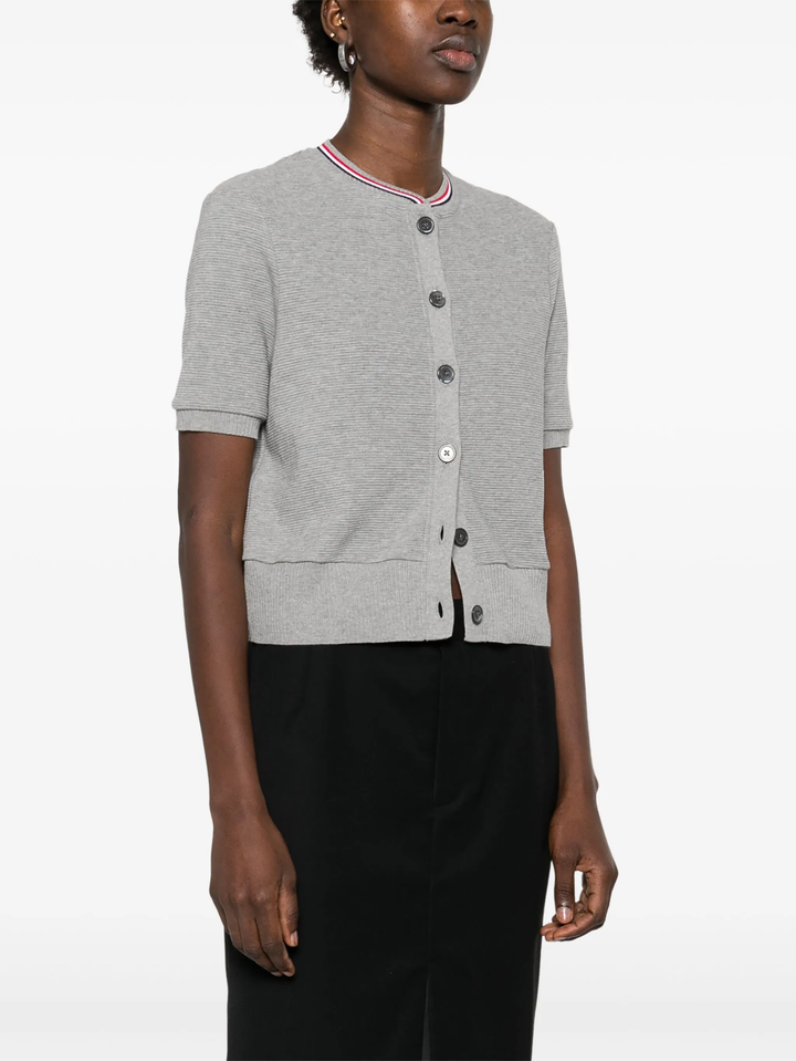 Cotton Waffle Short Sleeve Cardigan Women