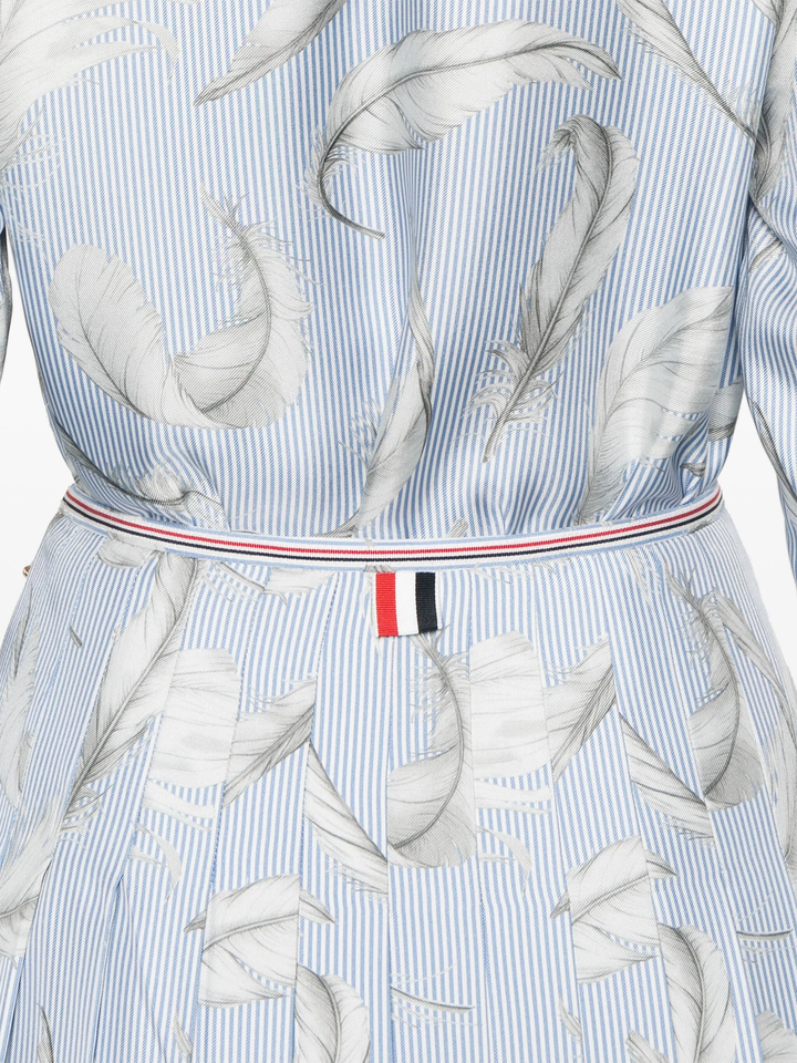 قميص نسائي سهل الارتداء من حرير تويل مطبوع بريش