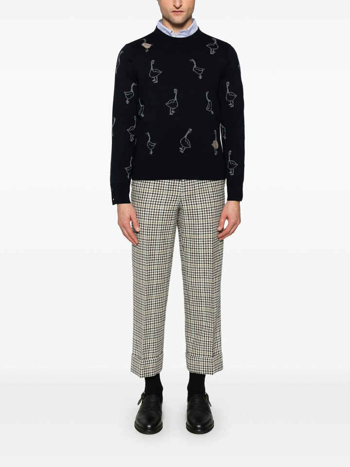 Geese Intarsia Merino Wool Relaxed Fit Pullover Men
