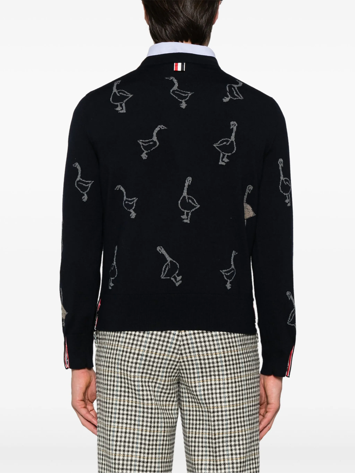 Geese Intarsia Merino Wool Relaxed Fit Pullover Men