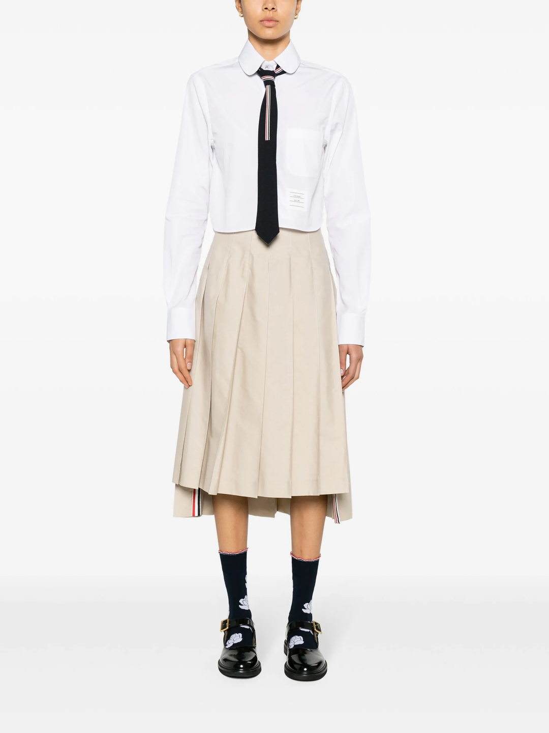 Poplin Classic Round Collar Cropped Shirt Women