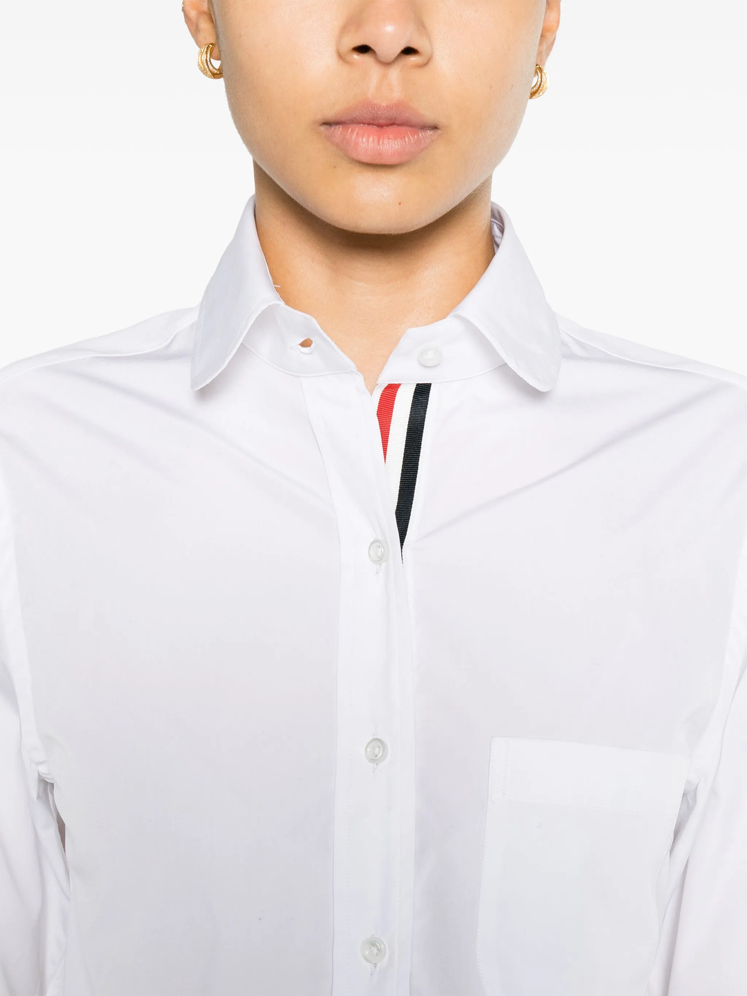 Poplin Classic Round Collar Cropped Shirt Women