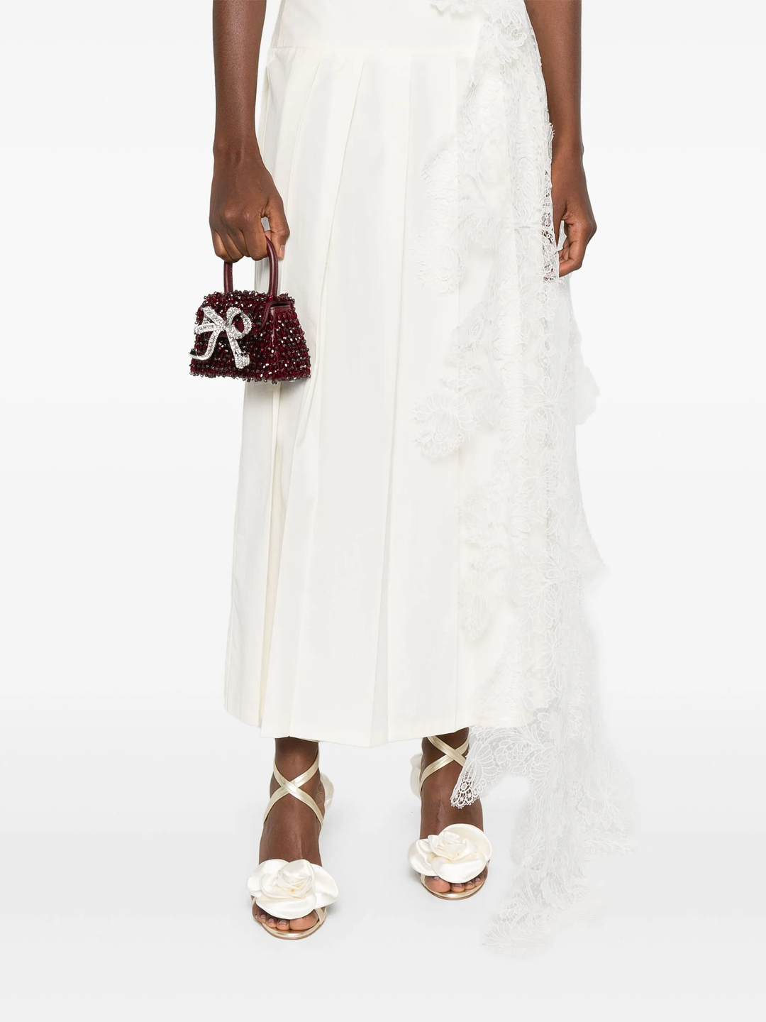 Burgundy Embellished Micro Bow Bag