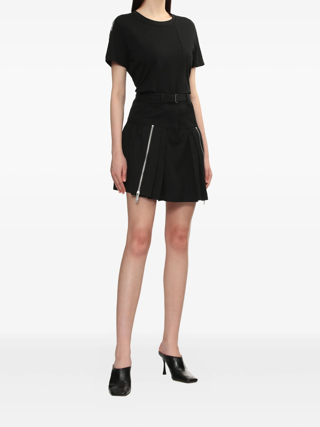 Utility Double Zip Belted Mini Skirt