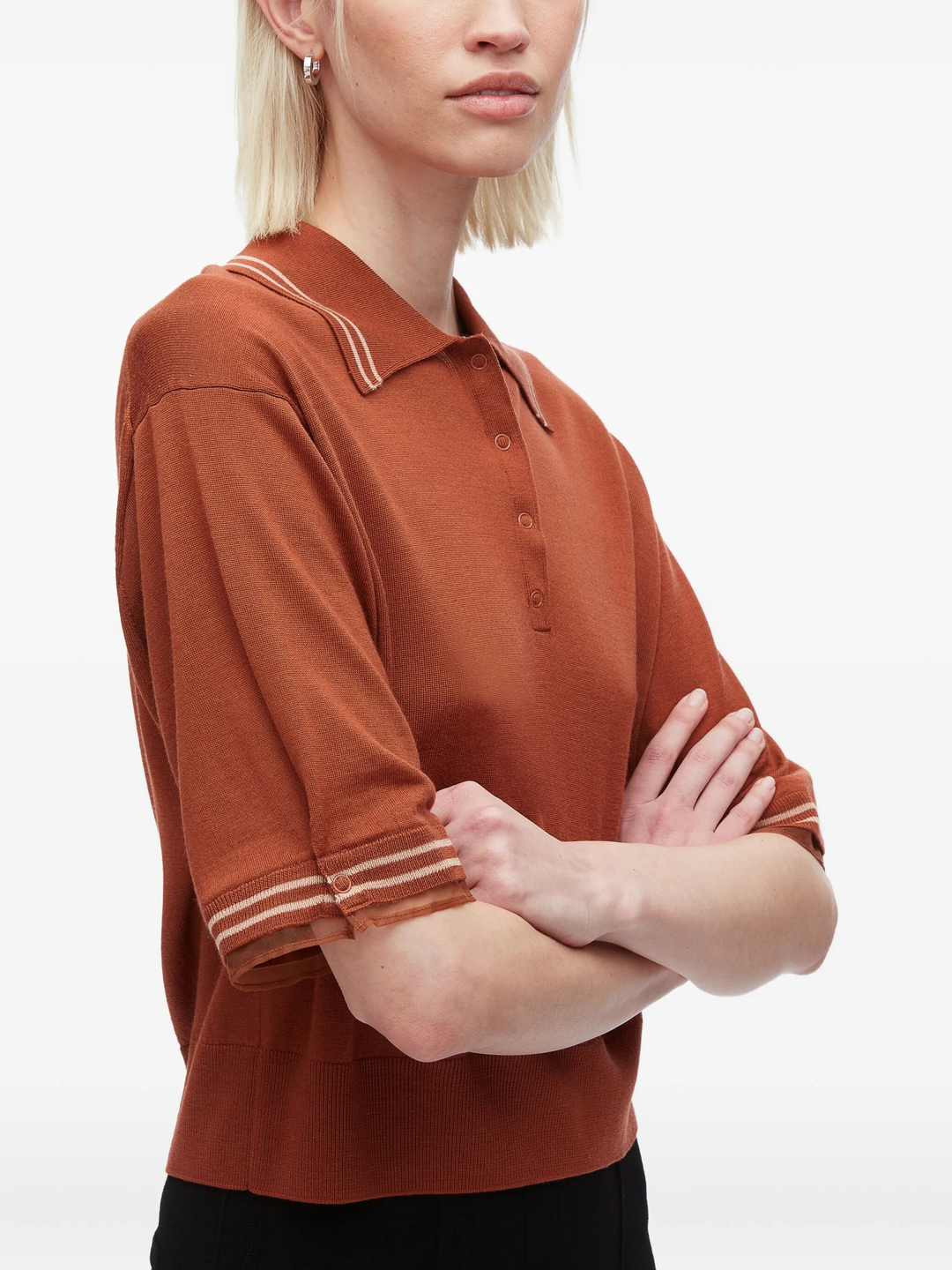 Cropped Polo With Organza