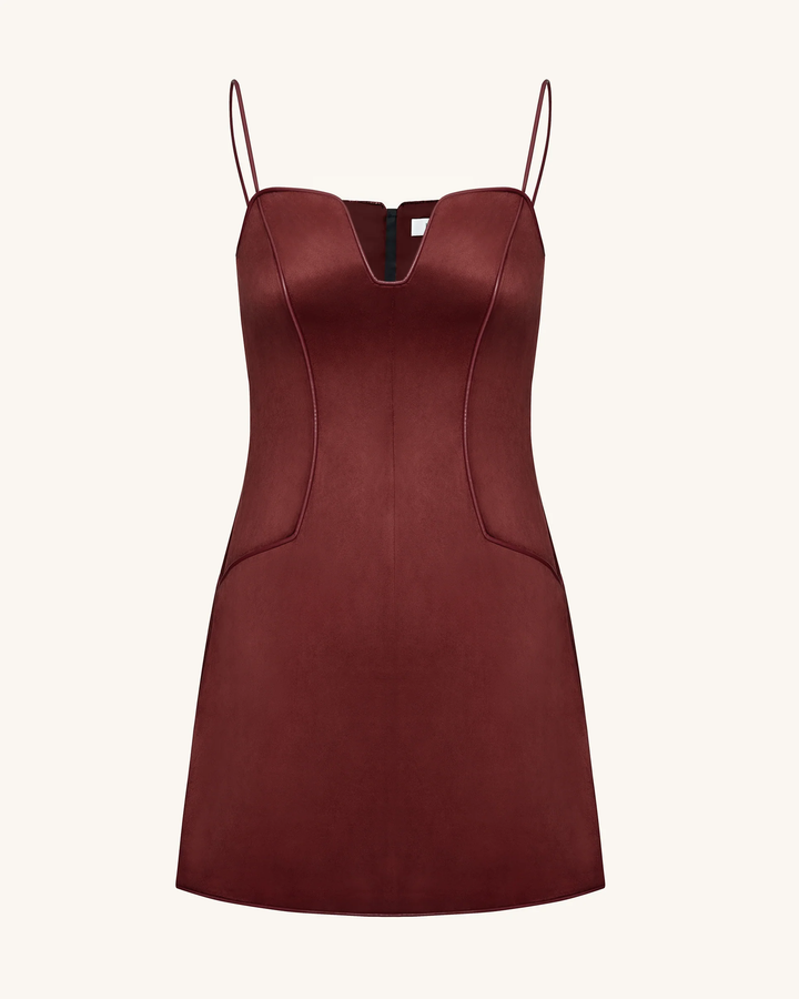 Eva Spaghetti Strap Sueded Dress
