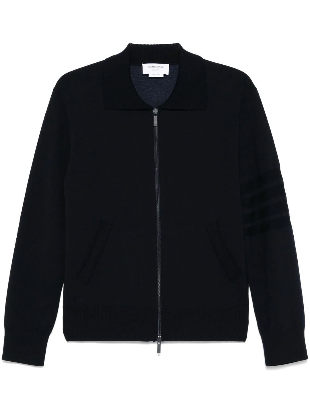 Merino Wool Double Face 4-Bar Zip Up Cardigan Men
