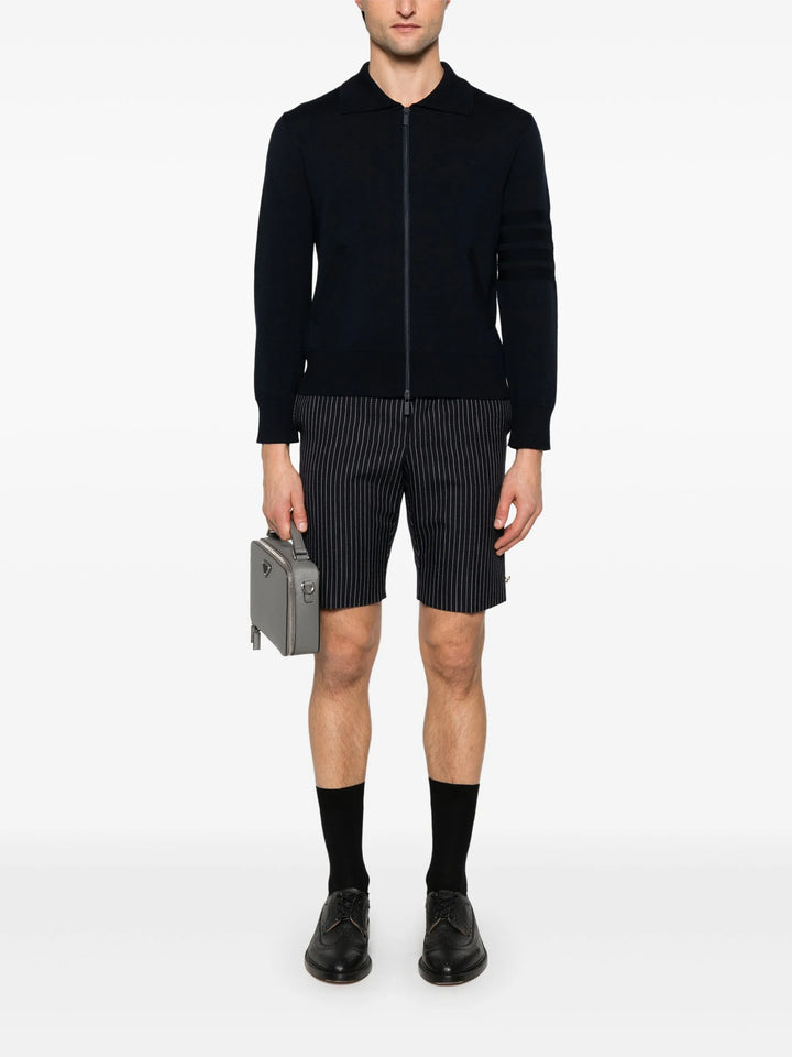 Merino Wool Double Face 4-Bar Zip Up Cardigan Men