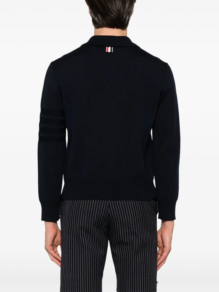 Merino Wool Double Face 4-Bar Zip Up Cardigan Men