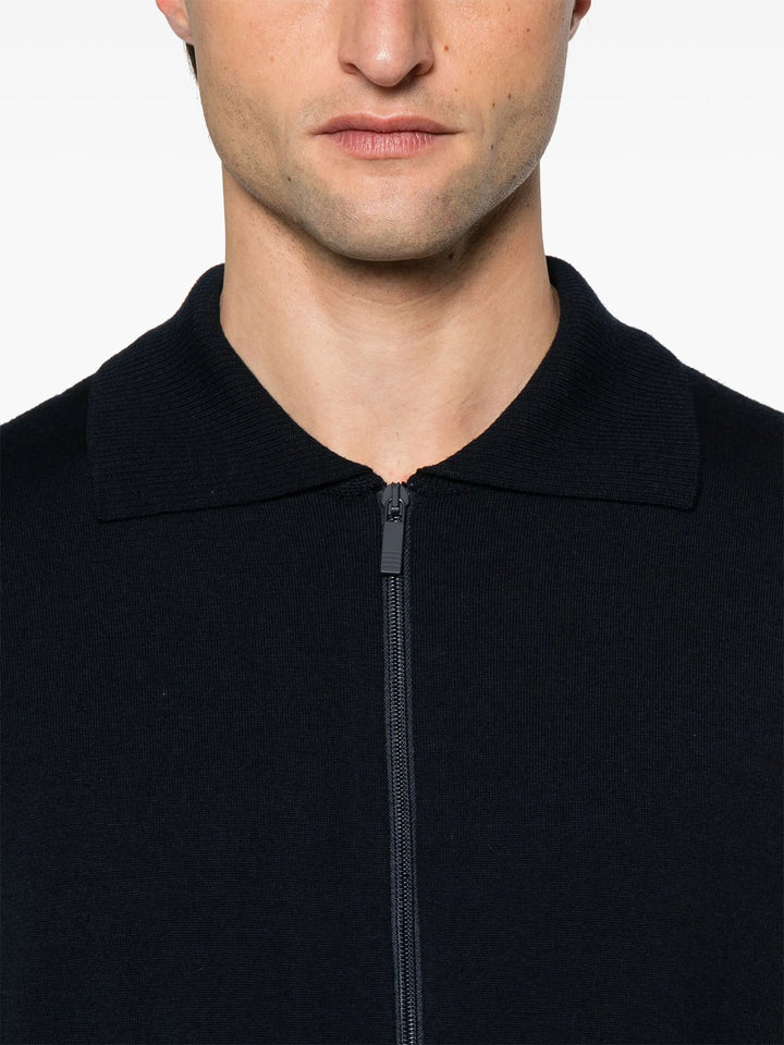 Merino Wool Double Face 4-Bar Zip Up Cardigan Men