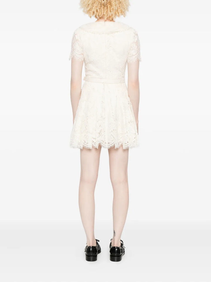 Cream Floral Lace Mini Dress