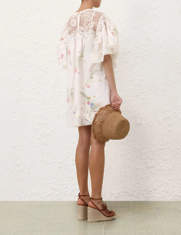 Lucky Lace Trim Mini Dress
