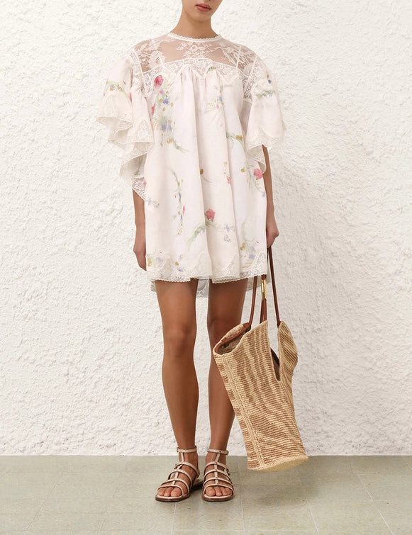 Lucky Lace Trim Mini Dress