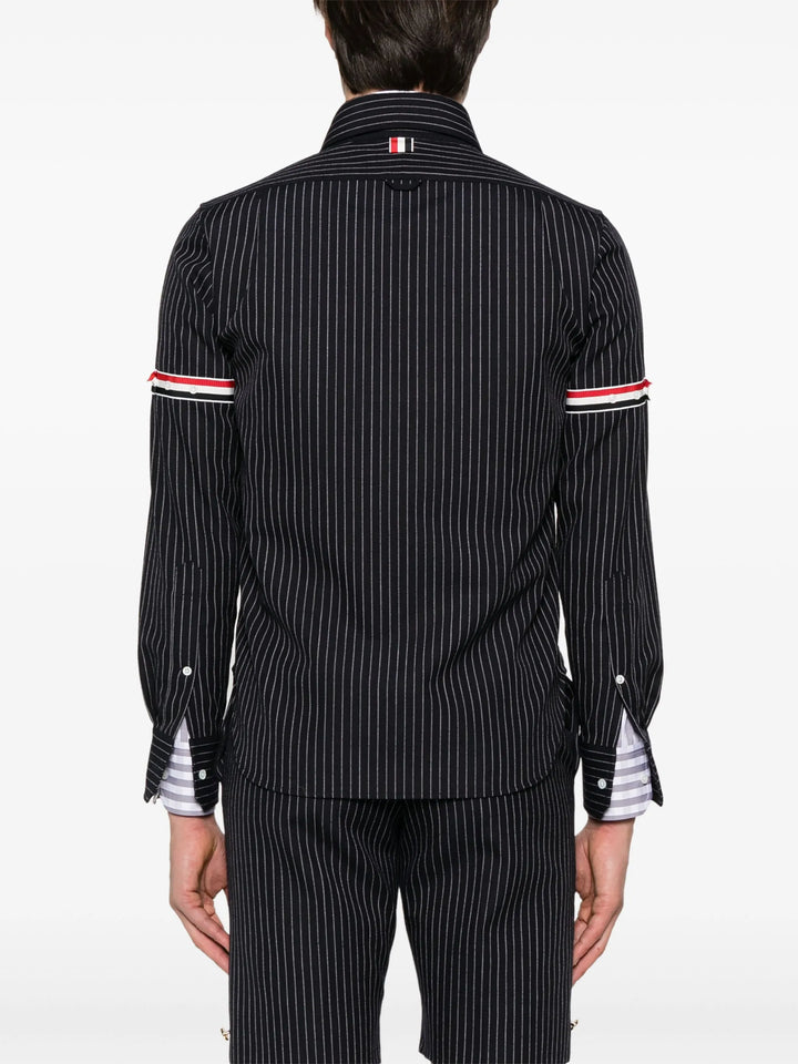 Pinstripe High Twist Wool Zip Up Shirt Men