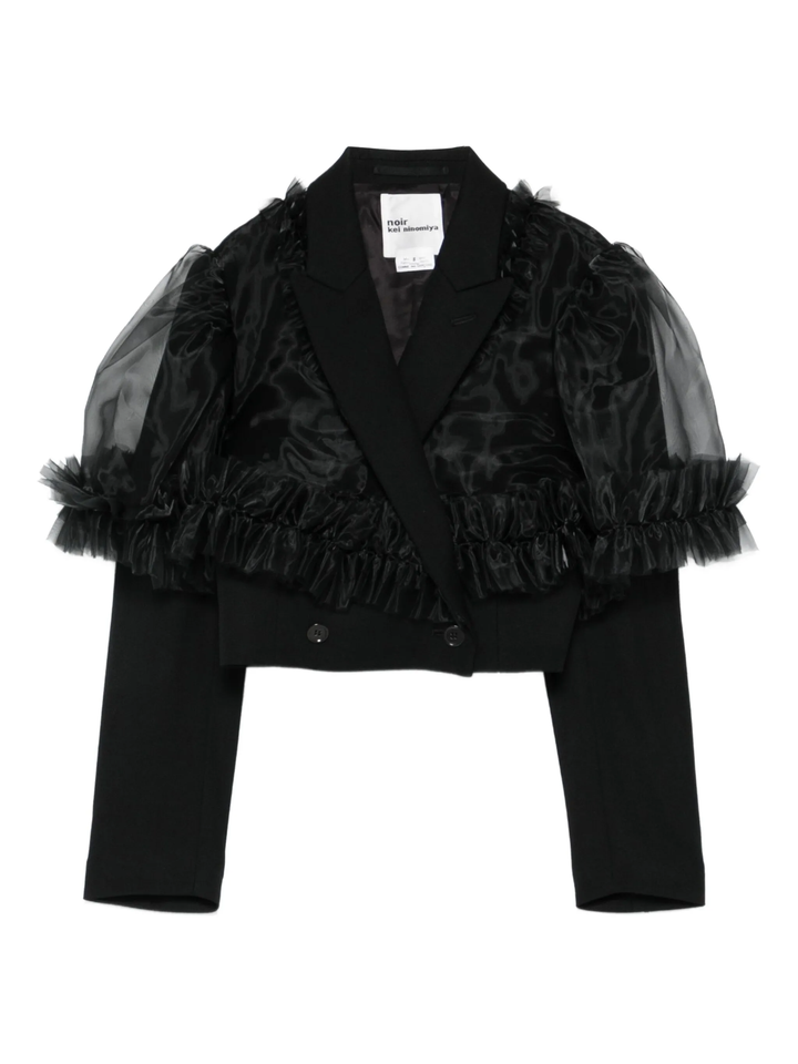 Wool Gabardine x Polyester Organza Jacket