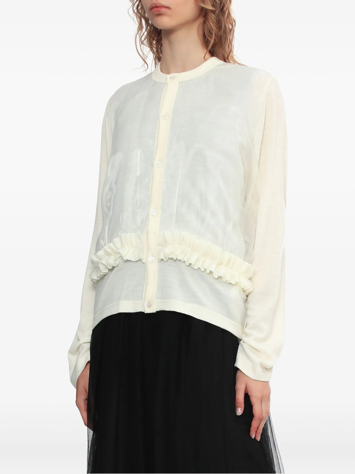 Wool Jersey x Polyester Organdy Cardigan