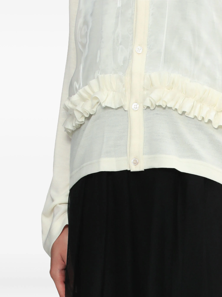 Wool Jersey x Polyester Organdy Cardigan