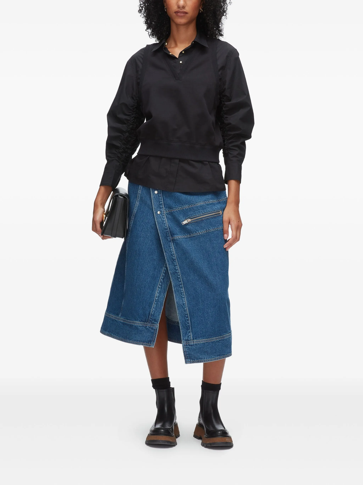 Ruched Shirt With Combo Vest