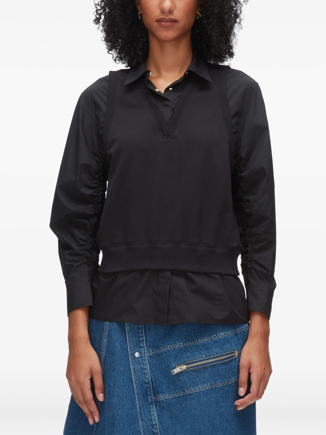 Ruched Shirt With Combo Vest