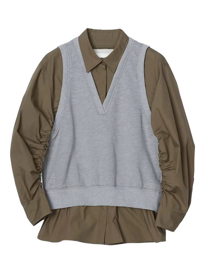 Ruched Shirt With Combo Vest