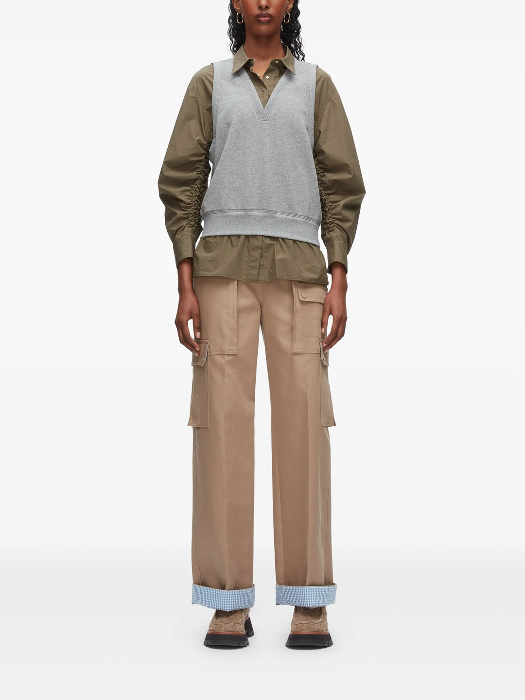 Ruched Shirt With Combo Vest