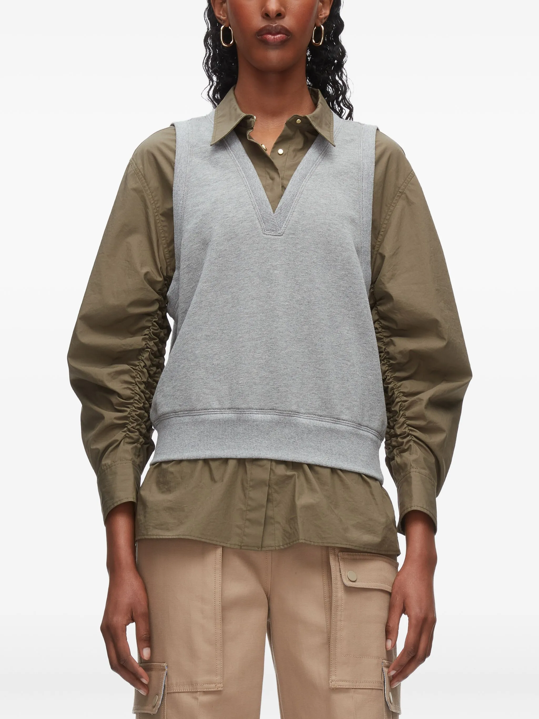 Ruched Shirt With Combo Vest