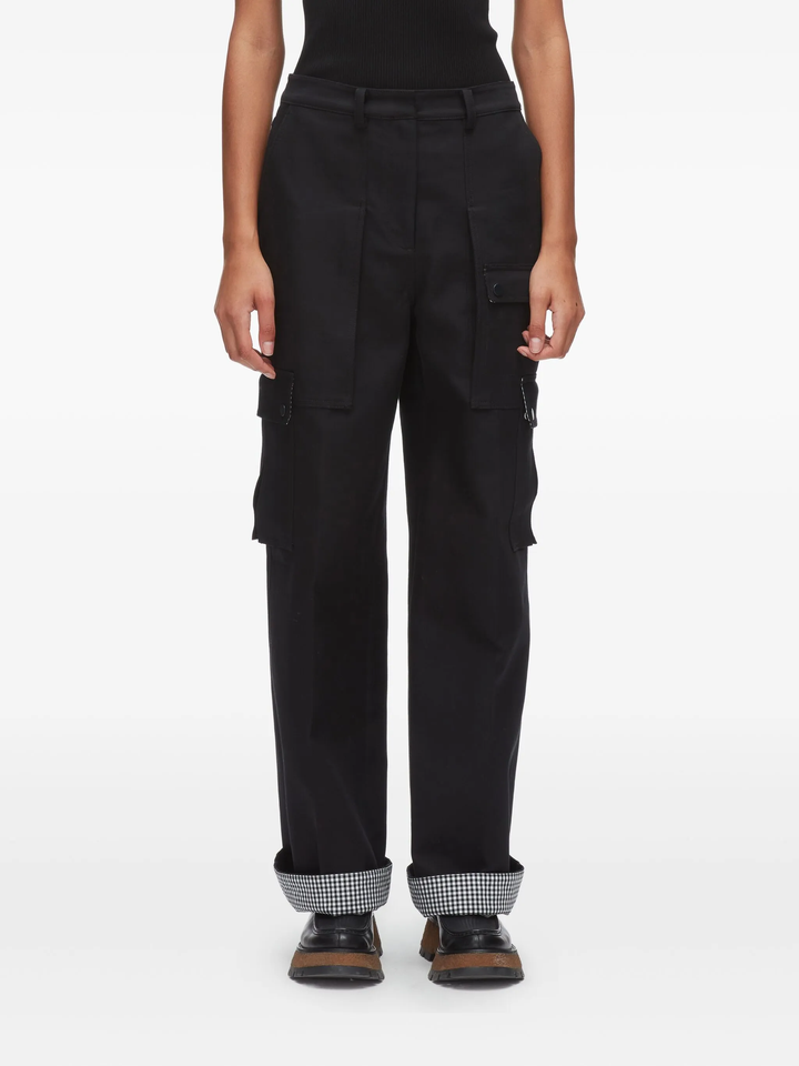 Carpenter Cargo Pants With Plaid Cuffs